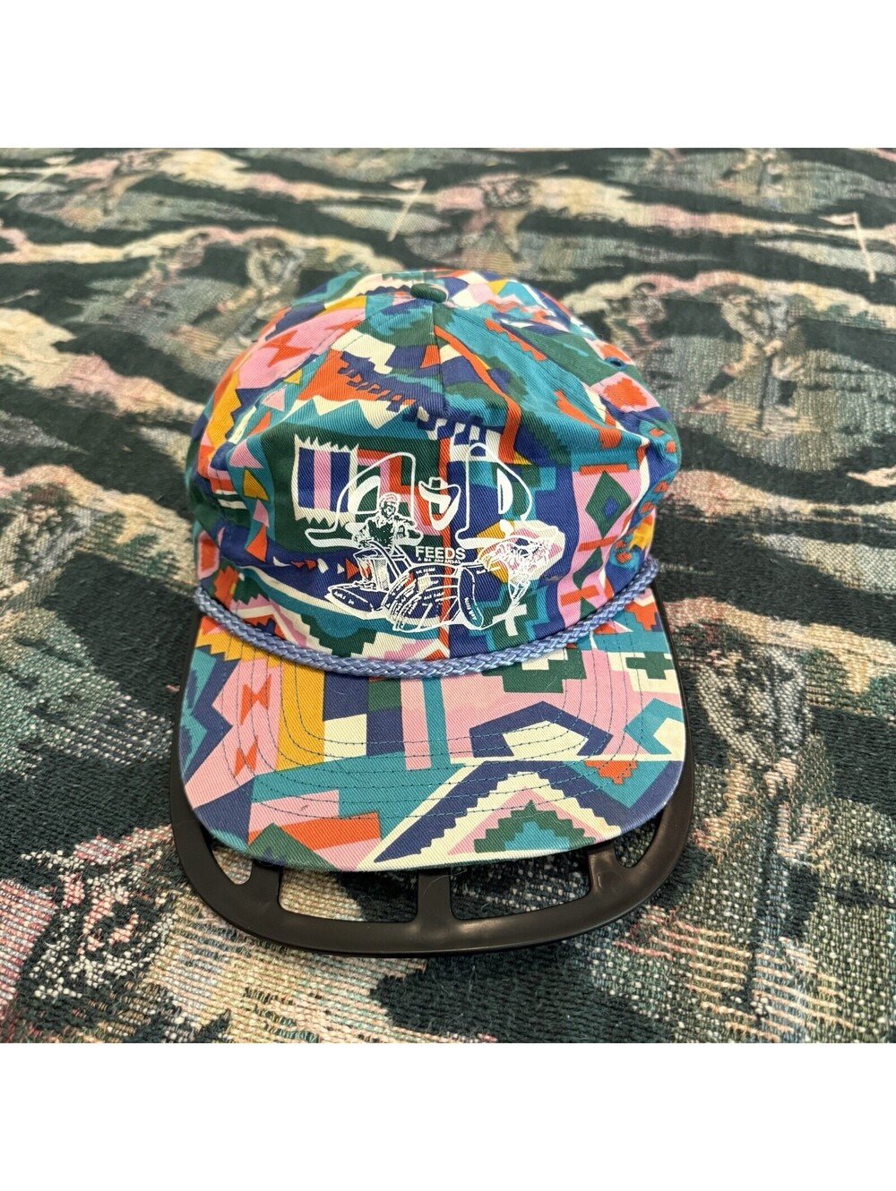 Vintage 80s/90s RARE Tribal Pattern Colorful A&P Rope Hat Cap Size Men’s OSFA